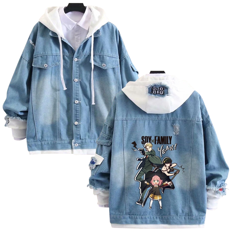 SPY×FAMILY anime stitching denim jacket top sweater from S to 4XL