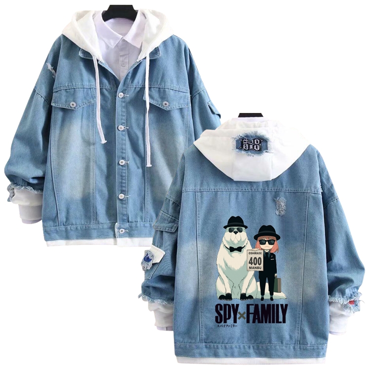 SPY×FAMILY anime stitching denim jacket top sweater from S to 4XL