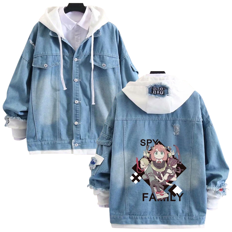 SPY×FAMILY anime stitching denim jacket top sweater from S to 4XL