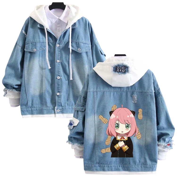 SPY×FAMILY anime stitching denim jacket top sweater from S to 4XL