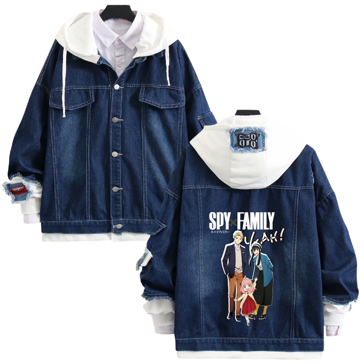 SPY×FAMILY anime stitching denim jacket top sweater from S to 4XL