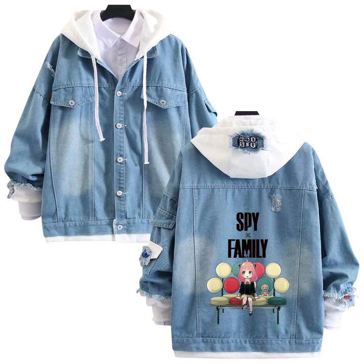 SPY×FAMILY anime stitching denim jacket top sweater from S to 4XL