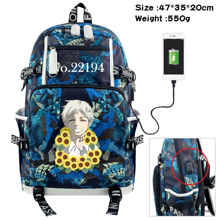 The Promised Neverla Anime Digital Printing Camouflage Trend Large Backpack 47X35X20CM