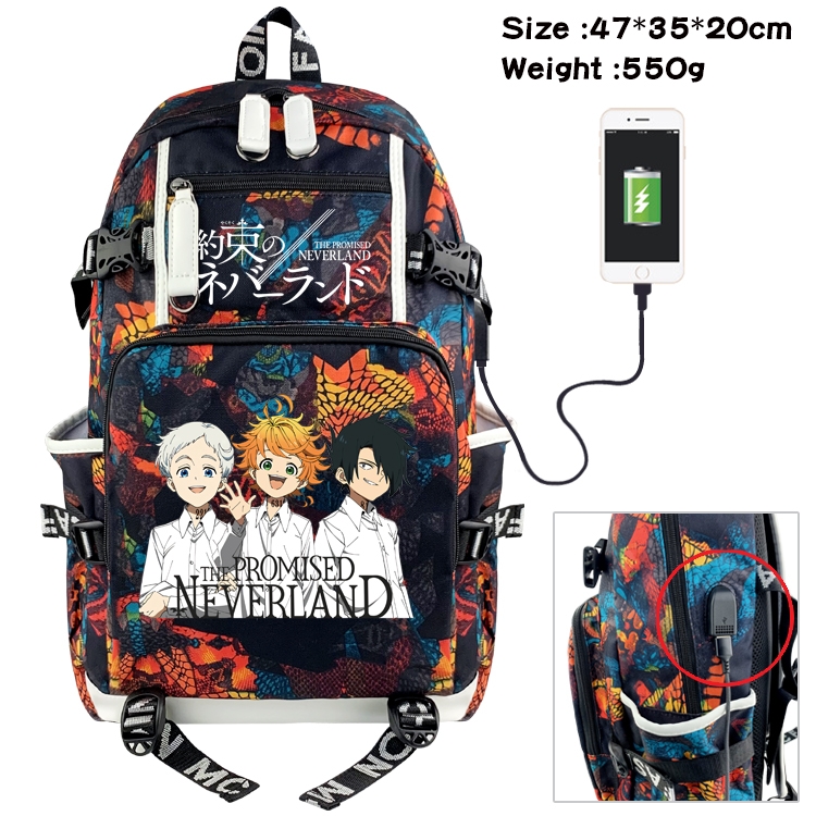 The Promised Neverla Anime Digital Printing Camouflage Trend Large Backpack 47X35X20CM