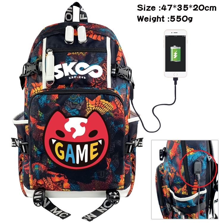 SK∞ Anime digital printing camouflage trend backpack school bag 47X35X20CM