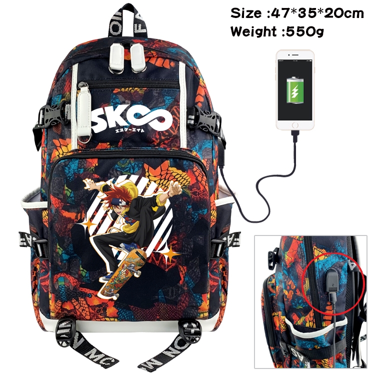 SK∞ Anime digital printing camouflage trend backpack school bag 47X35X20CM