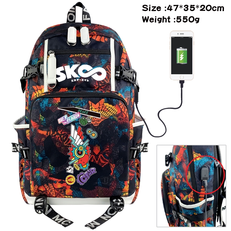 SK∞ Anime digital printing camouflage trend backpack school bag 47X35X20CM