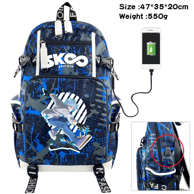 SK∞ Anime digital printing camouflage trend backpack school bag 47X35X20CM