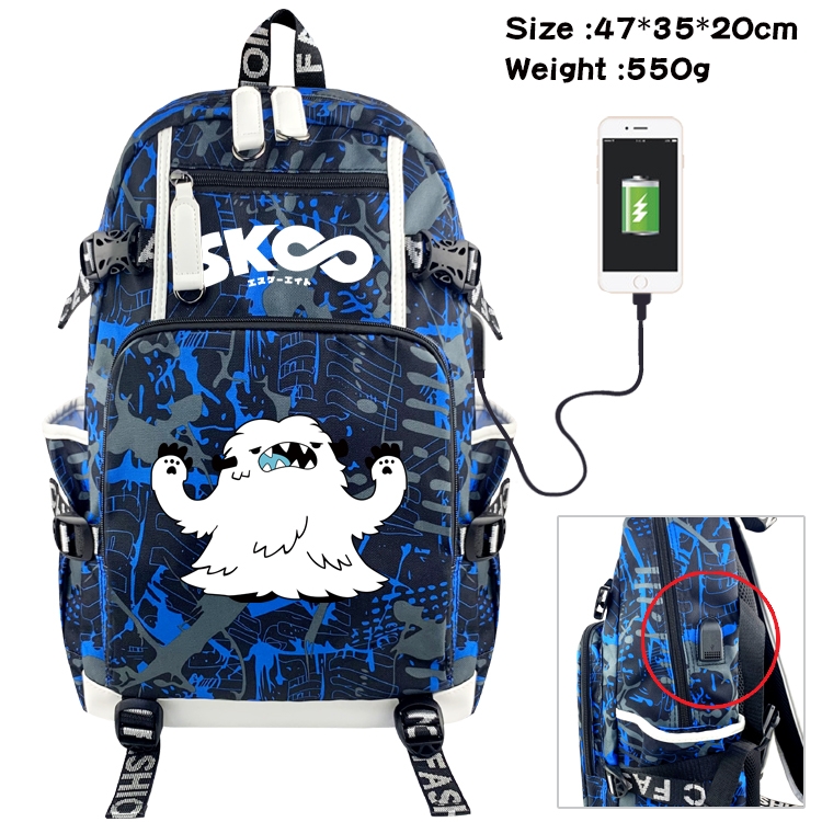 SK∞ Anime digital printing camouflage trend backpack school bag 47X35X20CM