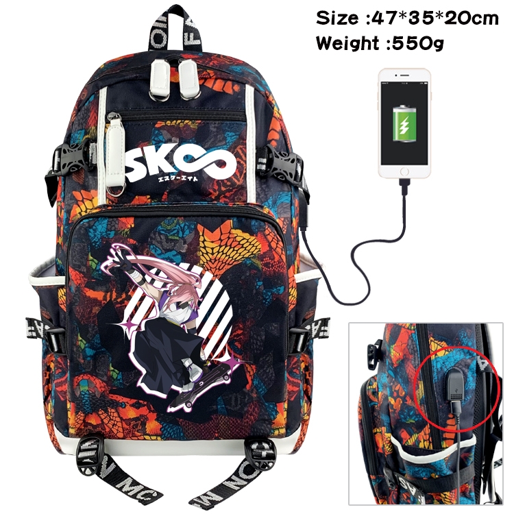 SK∞ Anime digital printing camouflage trend backpack school bag 47X35X20CM