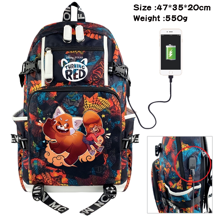 Turning Red  Anime digital printing camouflage trend backpack school bag 47X35X20CM