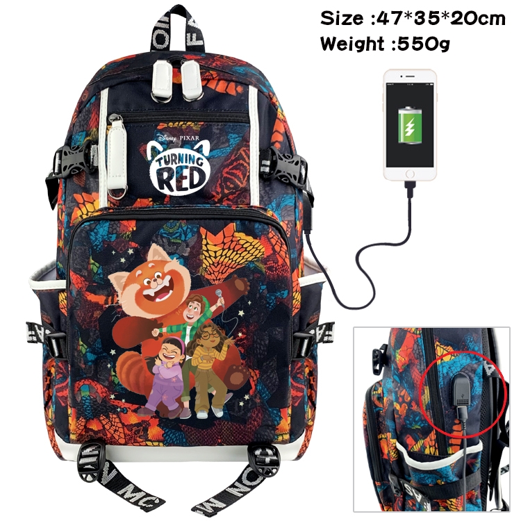 Turning Red  Anime digital printing camouflage trend backpack school bag 47X35X20CM