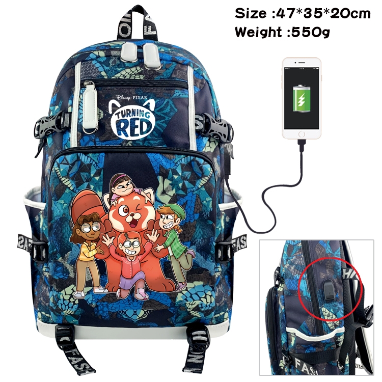 Turning Red  Anime digital printing camouflage trend backpack school bag 47X35X20CM