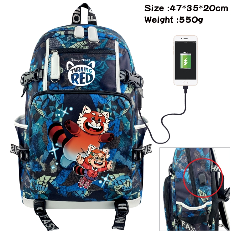 Turning Red  Anime digital printing camouflage trend backpack school bag 47X35X20CM