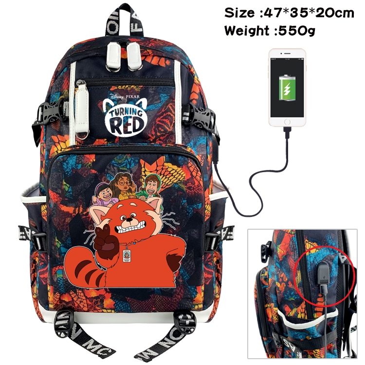 Turning Red  Anime digital printing camouflage trend backpack school bag 47X35X20CM