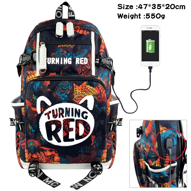 Turning Red  Anime digital printing camouflage trend backpack school bag 47X35X20CM