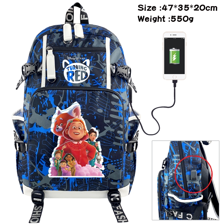 Turning Red  Anime digital printing camouflage trend backpack school bag 47X35X20CM