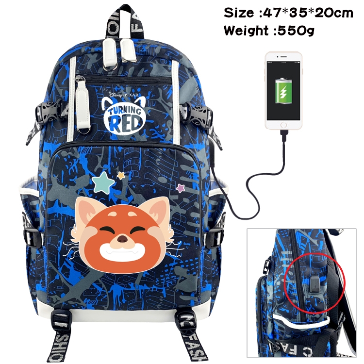 Turning Red  Anime digital printing camouflage trend backpack school bag 47X35X20CM