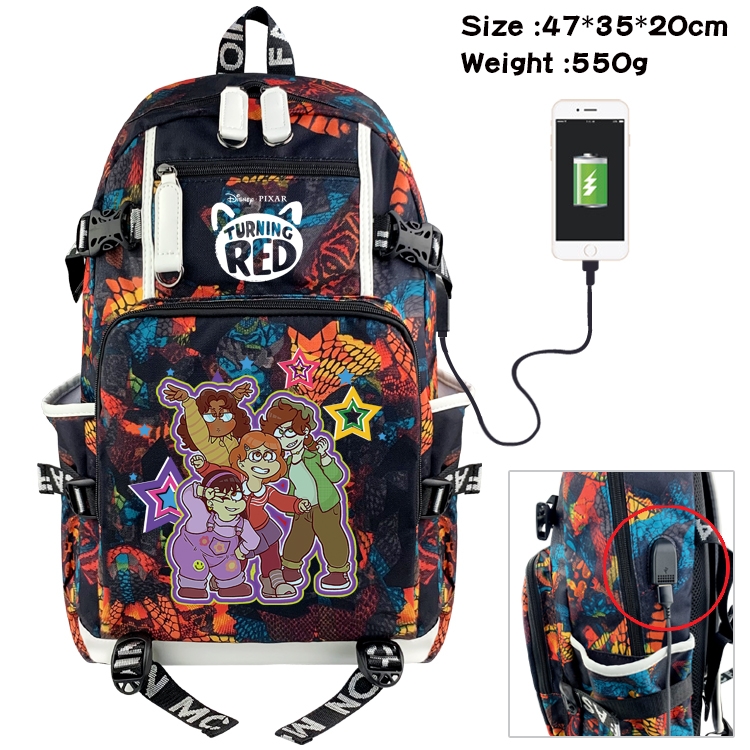 Turning Red  Anime digital printing camouflage trend backpack school bag 47X35X20CM