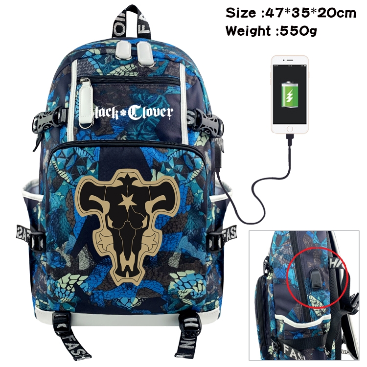 Black Clover Anime digital printing camouflage trend backpack school bag 47X35X20CM