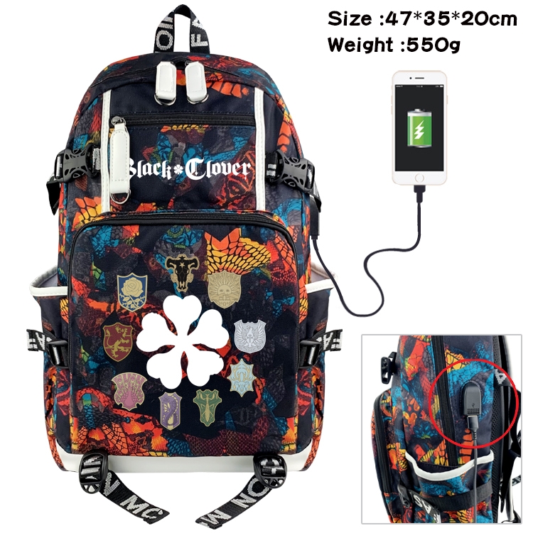 Black Clover Anime digital printing camouflage trend backpack school bag 47X35X20CM