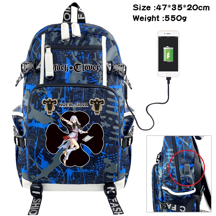Black Clover Anime digital printing camouflage trend backpack school bag 47X35X20CM