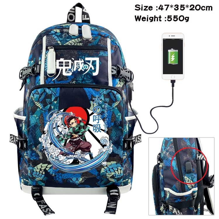 Demon Slayer Kimets Anime digital printing camouflage trend backpack school bag 47X35X20CM