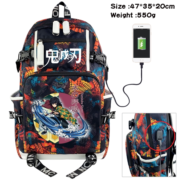 Demon Slayer Kimets Anime digital printing camouflage trend backpack school bag 47X35X20CM