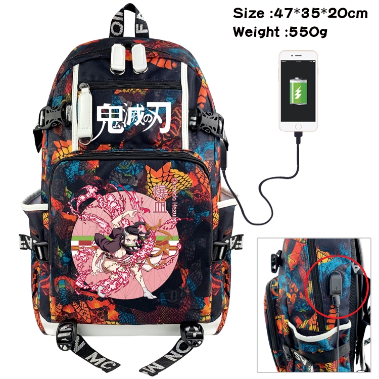 Demon Slayer Kimets Anime digital printing camouflage trend backpack school bag 47X35X20CM