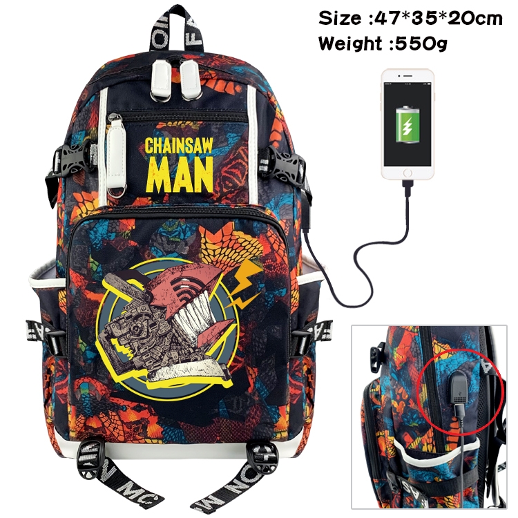 chainsaw man Anime digital printing camouflage trend backpack school bag 47X35X20CM