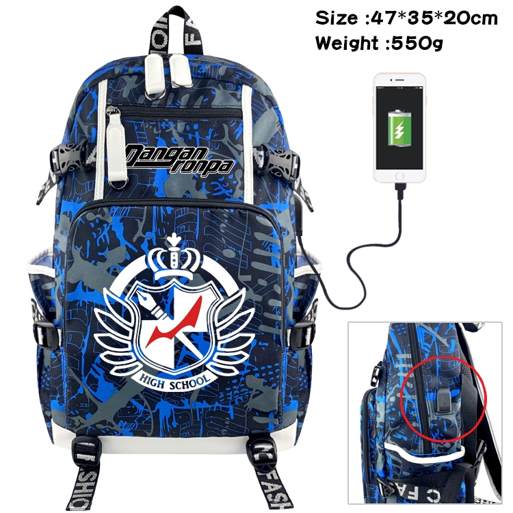 Dangan-Ronpa Anime digital printing camouflage trend backpack school bag 47X35X20CM