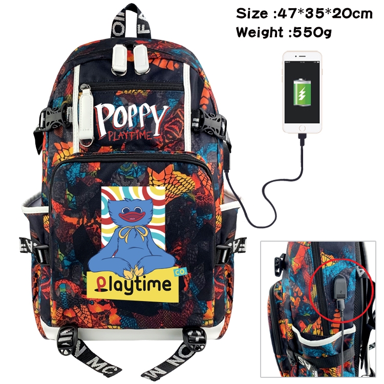 poppy playtime  Anime digital printing camouflage trend backpack school bag 47X35X20CM