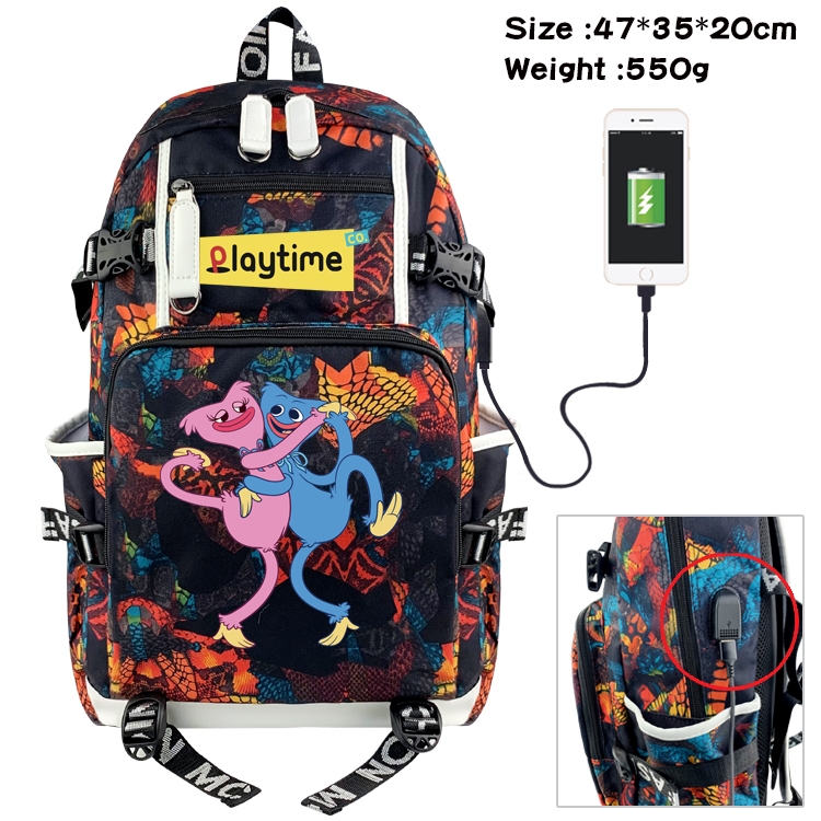 poppy playtime  Anime digital printing camouflage trend backpack school bag 47X35X20CM