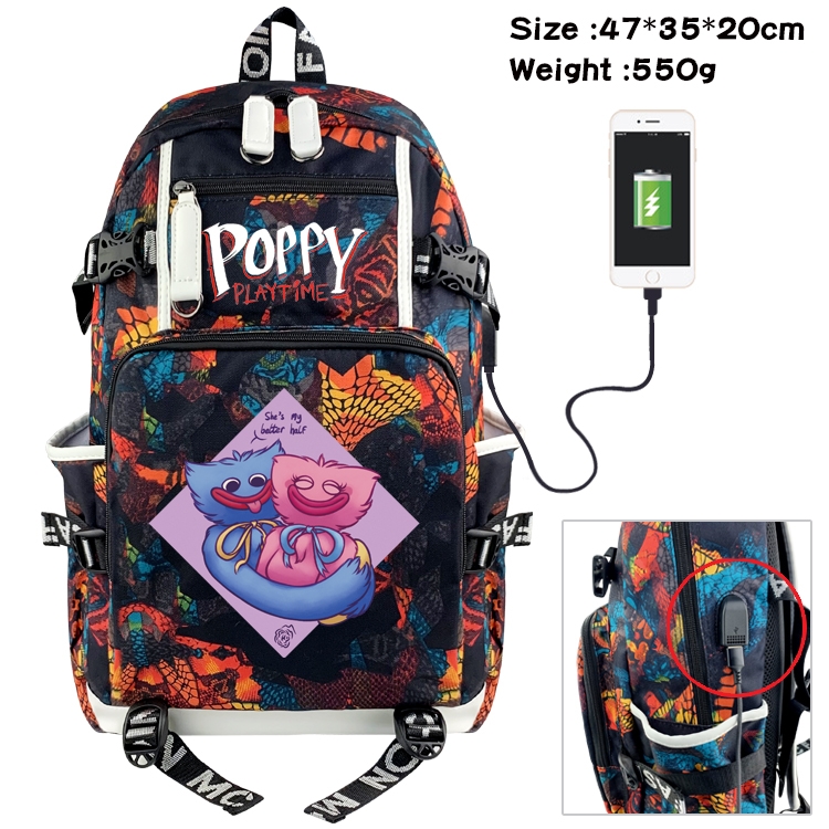 poppy playtime  Anime digital printing camouflage trend backpack school bag 47X35X20CM