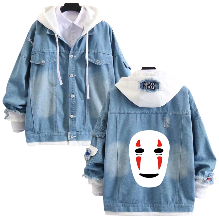 TOTORO anime stitching denim jacket top sweater from S to 4XL