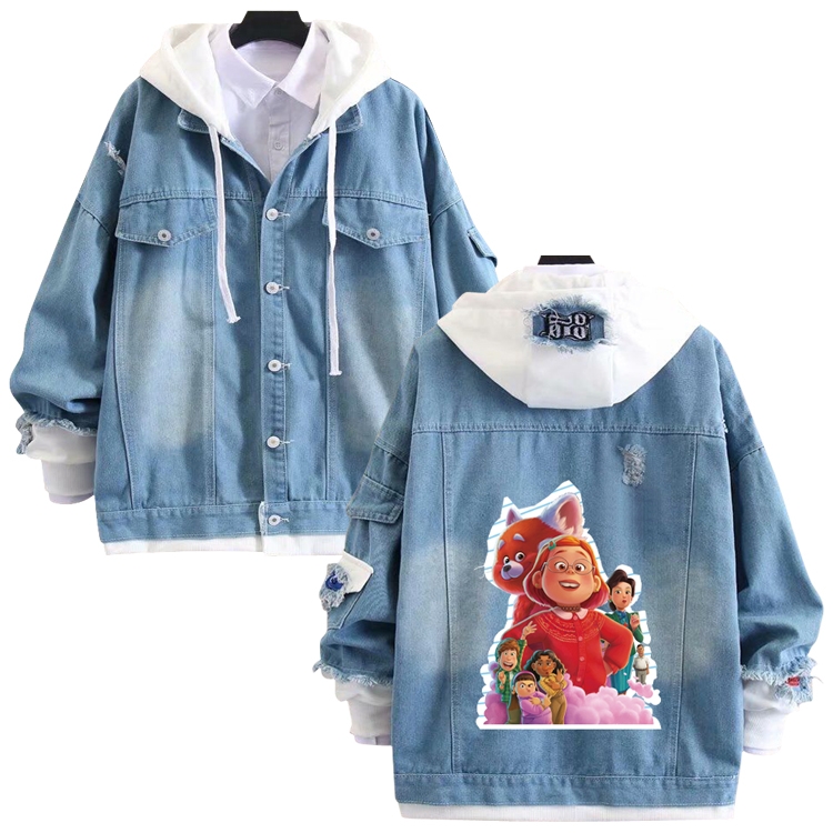 Turning Red anime stitching denim jacket top sweater from S to 4XL