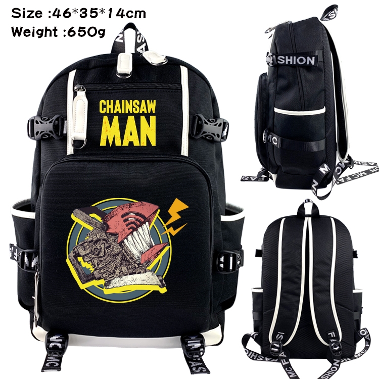 chainsaw man Anime Data USB Backpack Cartoon Printing Student Backpack 46X35X14CM