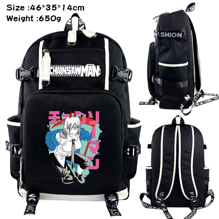 chainsaw man Anime Data USB Backpack Cartoon Printing Student Backpack 46X35X14CM