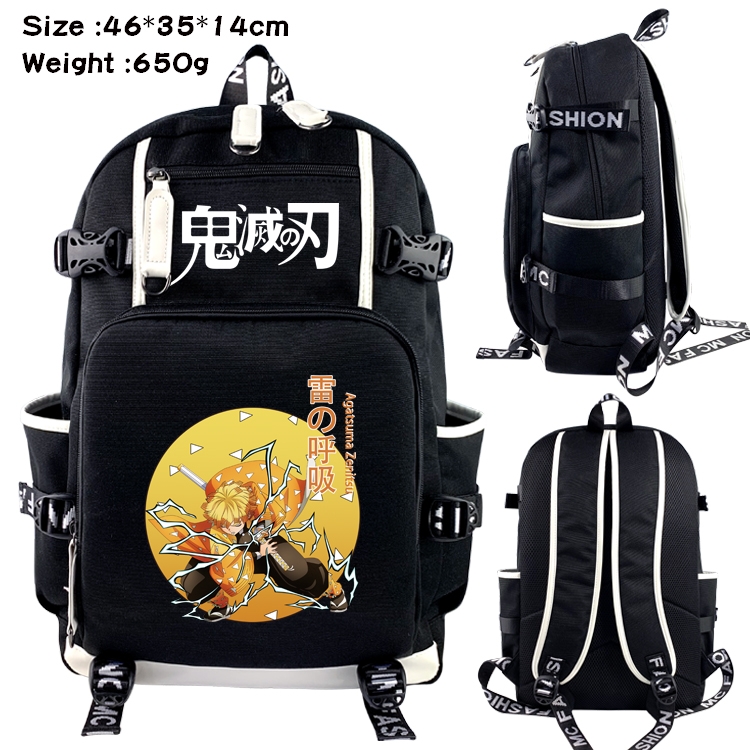 Demon Slayer Kimets Anime Data USB Backpack Cartoon Printing Student Backpack 46X35X14CM