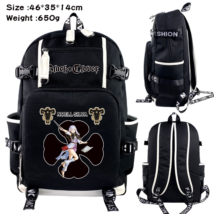 Black Clover Anime Data USB Backpack Cartoon Printing Student Backpack 46X35X14CM