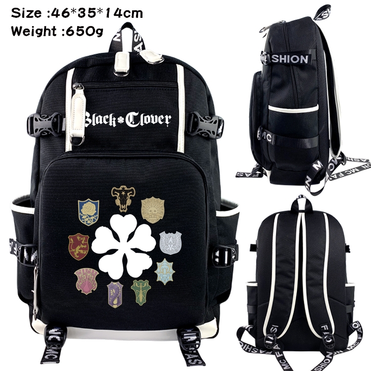 Black Clover Anime Data USB Backpack Cartoon Printing Student Backpack 46X35X14CM