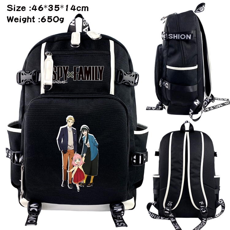 SPY×FAMILY Anime Data USB Backpack Cartoon Printing Student Backpack 46X35X14CM