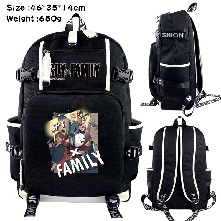 SPY×FAMILY Anime Data USB Backpack Cartoon Printing Student Backpack 46X35X14CM