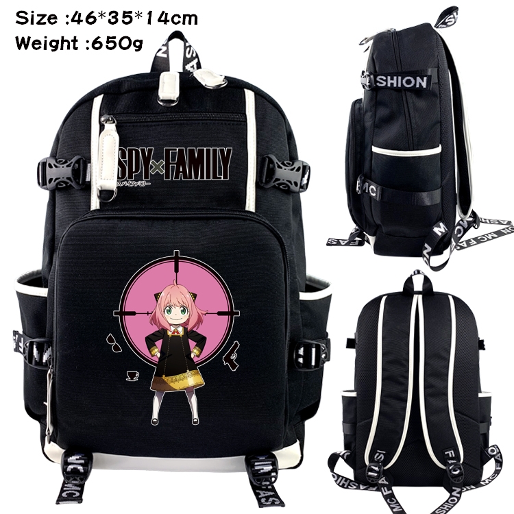 SPY×FAMILY Anime Data USB Backpack Cartoon Printing Student Backpack 46X35X14CM