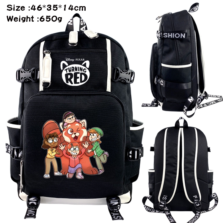 Turning Red Anime Data USB Backpack Cartoon Printing Student Backpack 46X35X14CM