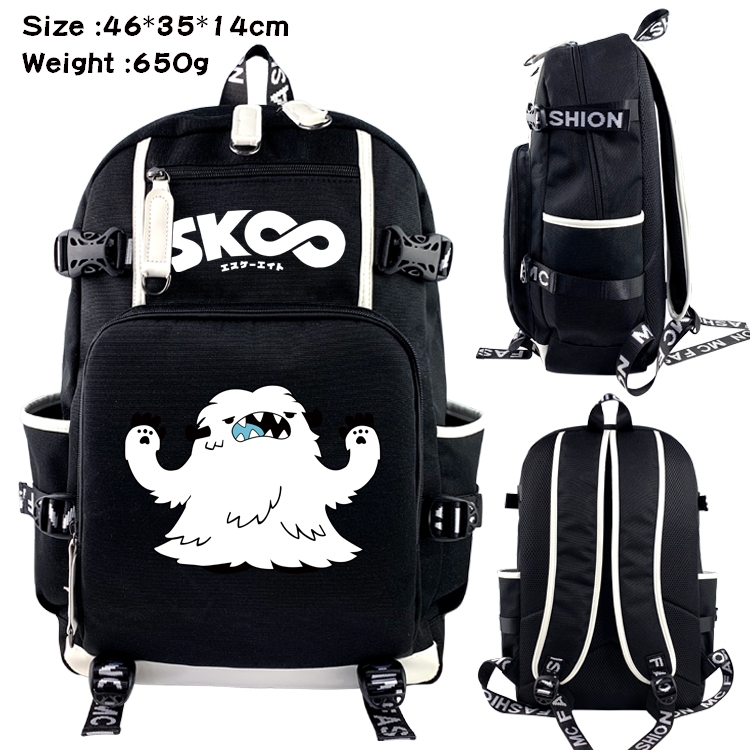 SK∞ Anime Data USB Backpack Cartoon Printing Student Backpack 46X35X14CM