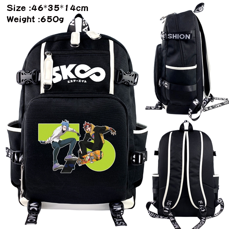 SK∞ Anime Data USB Backpack Cartoon Printing Student Backpack 46X35X14CM