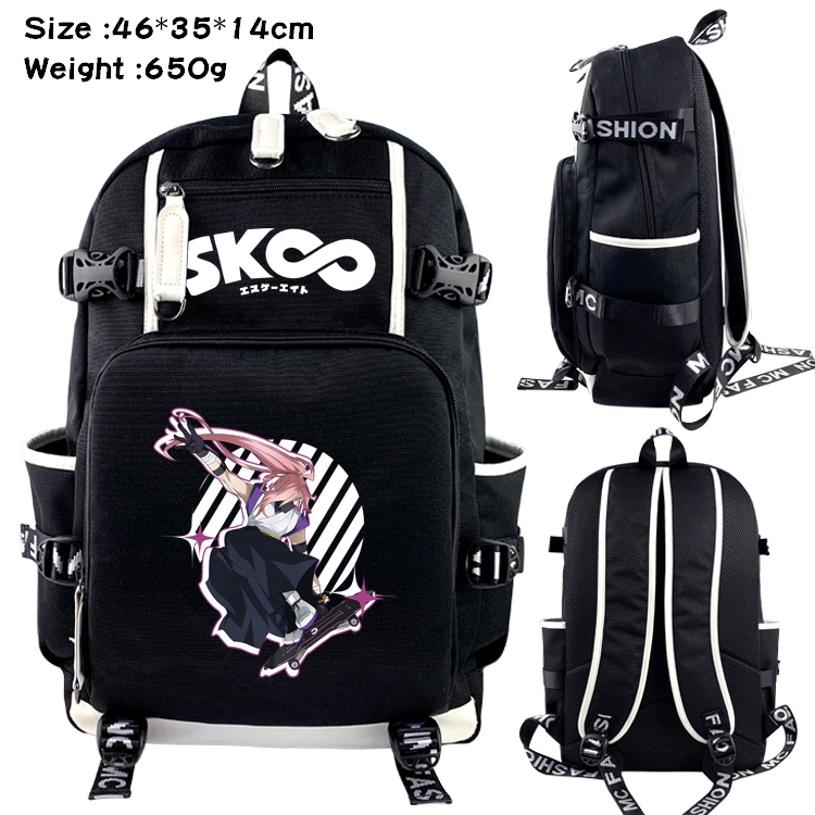 SK∞ Anime Data USB Backpack Cartoon Printing Student Backpack 46X35X14CM