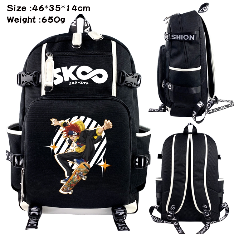 SK∞ Anime Data USB Backpack Cartoon Printing Student Backpack 46X35X14CM