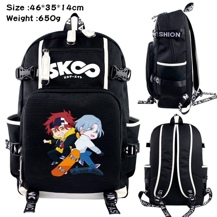 SK∞ Anime Data USB Backpack Cartoon Printing Student Backpack 46X35X14CM